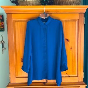 Chico’s cobalt blue tunic blouse, size 1. Like new.